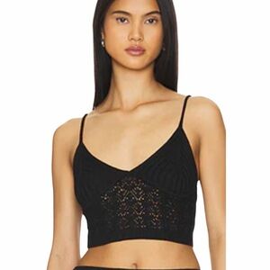 Boho Crochet Sweetheart Tank Top Black L Festival Summer Top NWOT Hunter & Brown